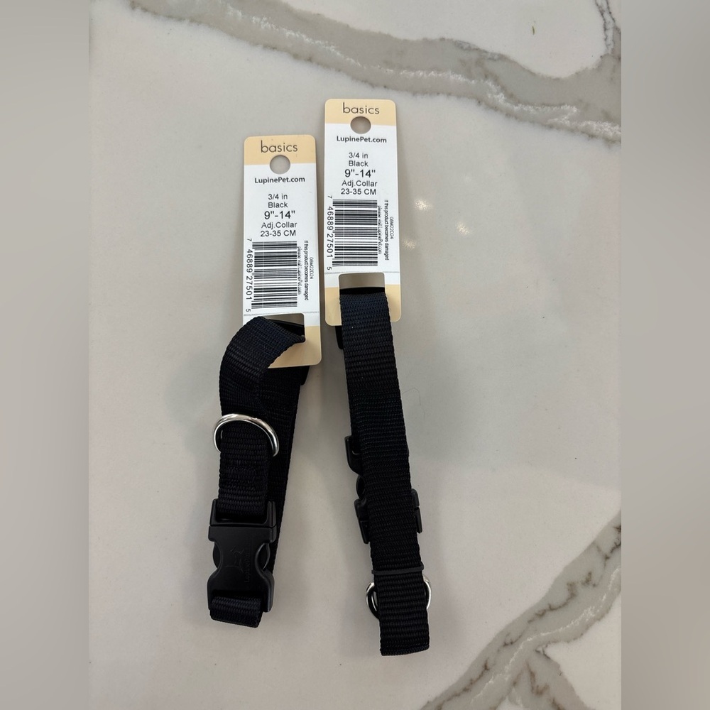 Black Adjustable Dog Collar Lot of 2